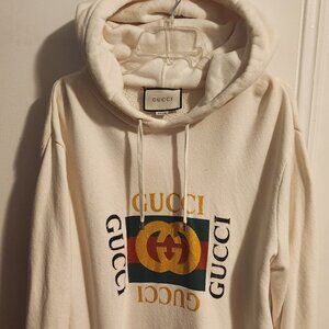 Authentic UNISEX Gucci Hoodie- Cream, XL (Fits Like a Large)
